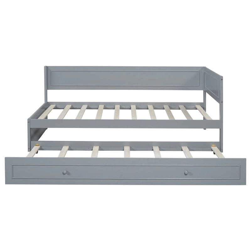Lit de repos double en bois Merax avec lit gigogne/tiroirs