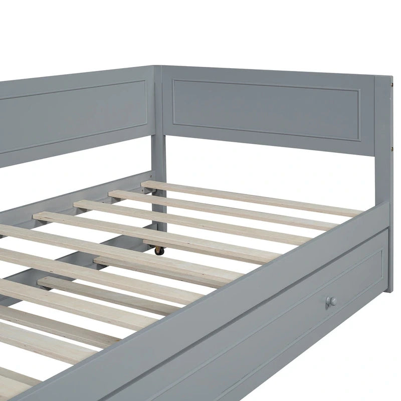 Lit de repos double en bois Merax avec lit gigogne/tiroirs