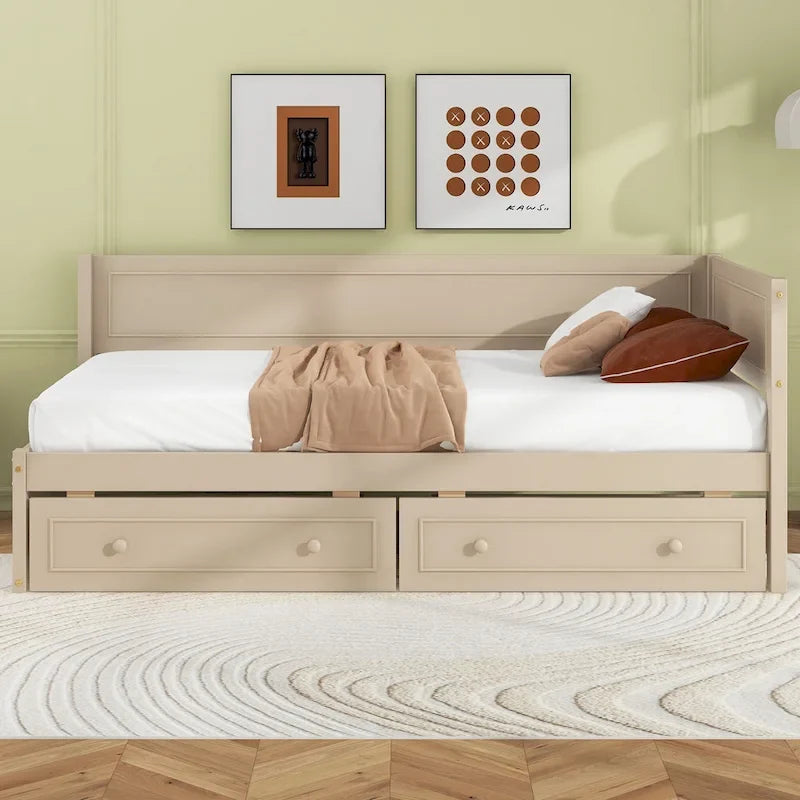Lit de repos double en bois Merax avec lit gigogne/tiroirs