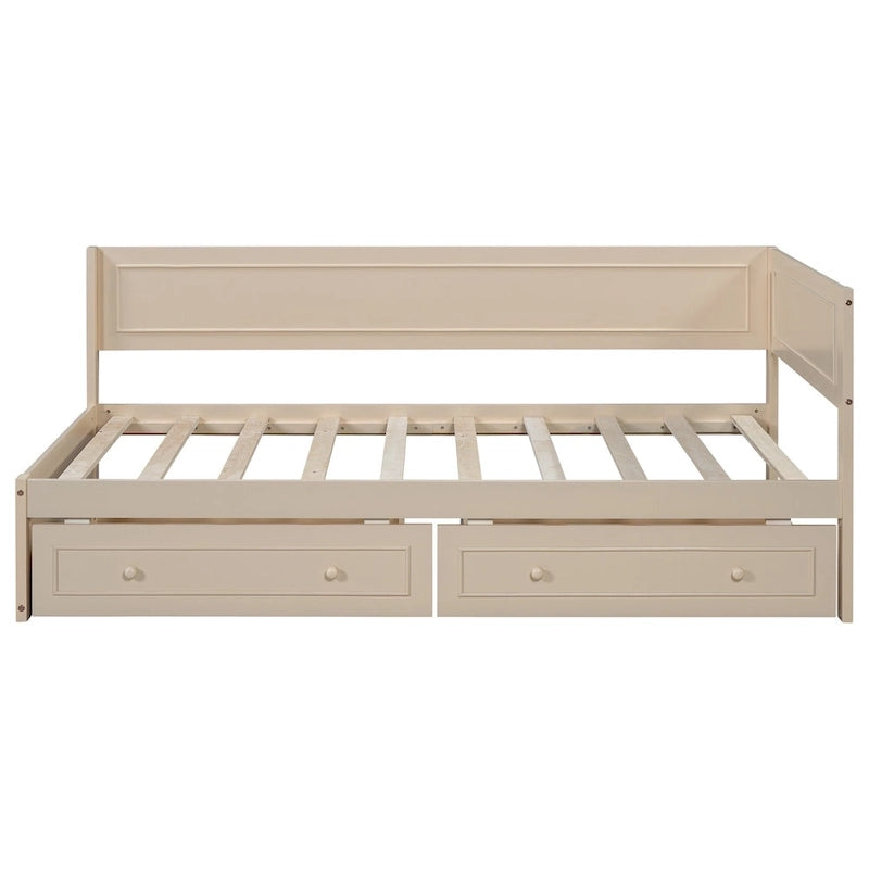 Lit de repos double en bois Merax avec lit gigogne/tiroirs