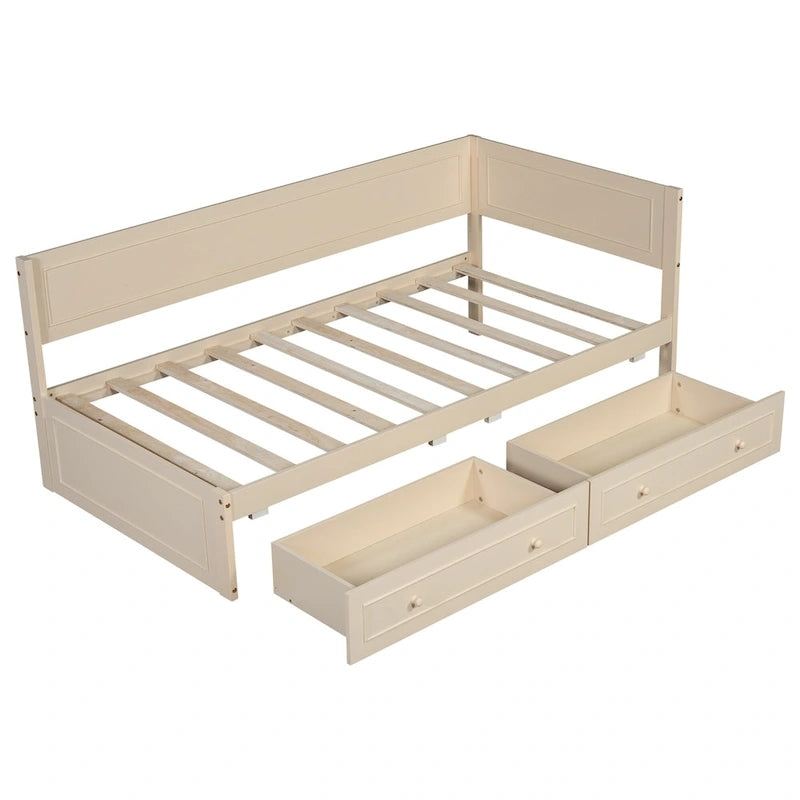 Lit de repos double en bois Merax avec lit gigogne/tiroirs