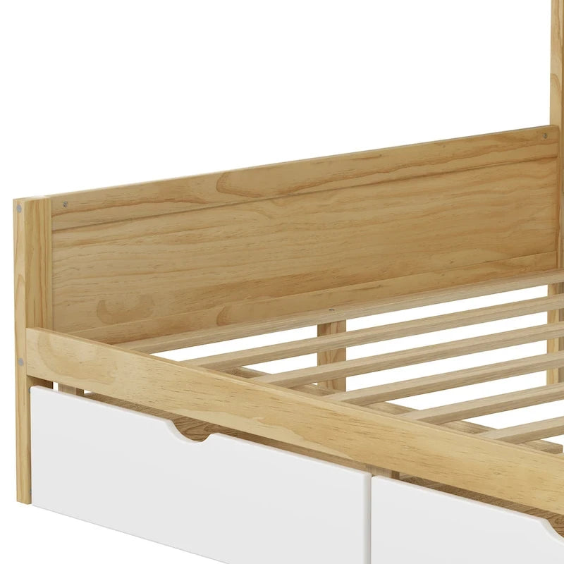 Lit de coin en bois avec rangement, lit de repos multifonctionnel en forme de L avec bureau