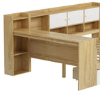 Lit de coin en bois avec rangement, lit de repos multifonctionnel en forme de L avec bureau