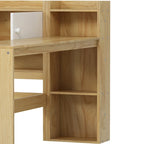 Lit de coin en bois avec rangement, lit de repos multifonctionnel en forme de L avec bureau