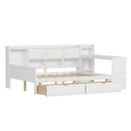 Lit de coin en bois avec rangement, lit de repos multifonctionnel en forme de L avec bureau