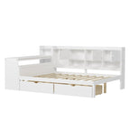 Lit de coin en bois avec rangement, lit de repos multifonctionnel en forme de L avec bureau
