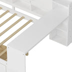 Lit de coin en bois avec rangement, lit de repos multifonctionnel en forme de L avec bureau