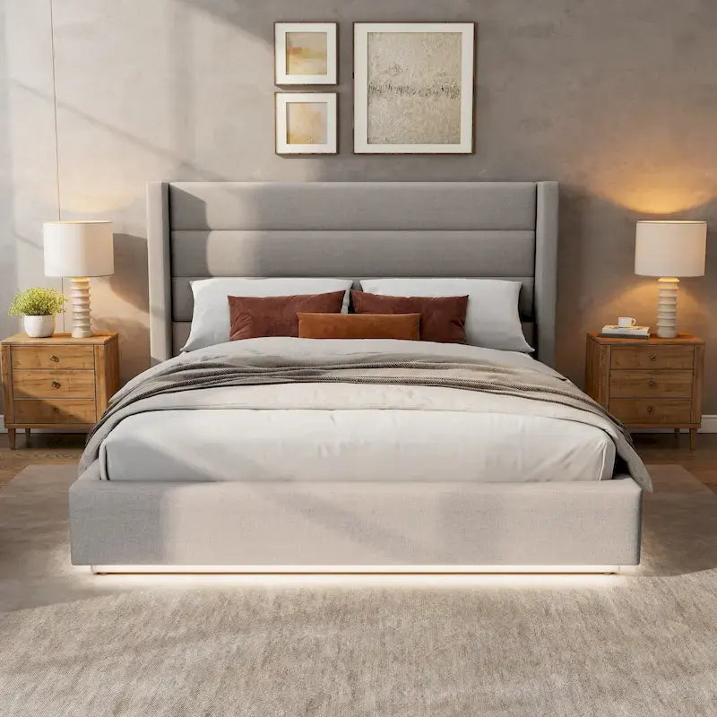 Cadre de lit plateforme capitonné King Size, lit tapissé