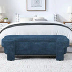 Banc de rangement capitonné Pouf ovale avec grand espace de rangement, Banc de bout de lit Repose-pieds en tissu de lin pour chambre à coucher et salon