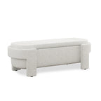 Banc de rangement capitonné Pouf ovale avec grand espace de rangement, Banc de bout de lit Repose-pieds en tissu de lin pour chambre à coucher et salon