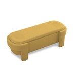 Banc de rangement capitonné Pouf ovale avec grand espace de rangement, Banc de bout de lit Repose-pieds en tissu de lin pour chambre à coucher et salon