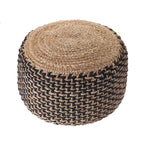 Pouff ottoman rond tressé brun et noir de 18 pouces