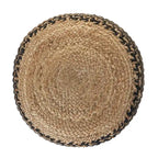 Pouff ottoman rond tressé brun et noir de 18 pouces