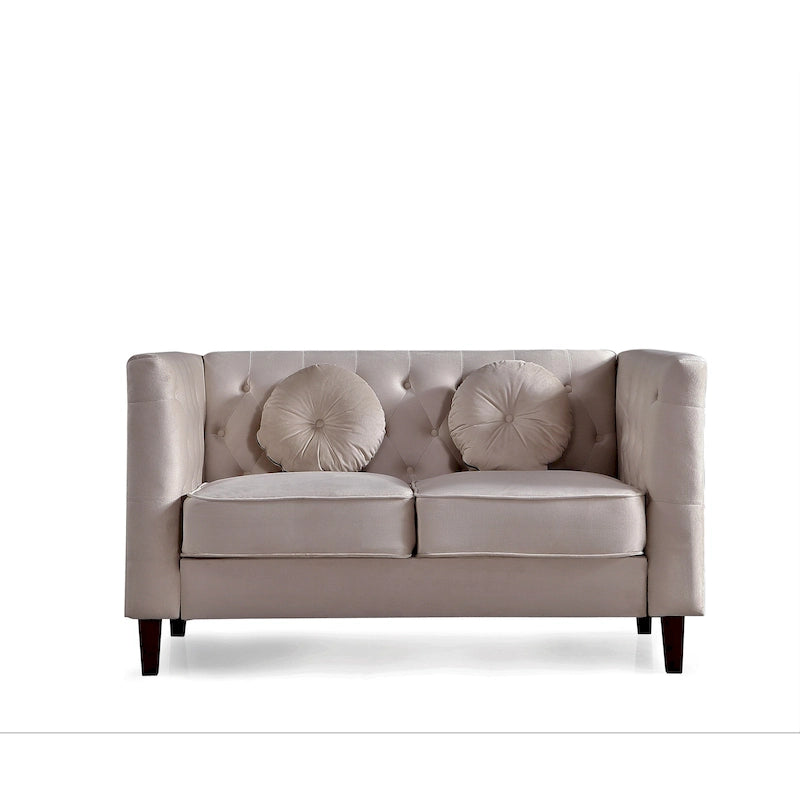 US PRIDE FURNITURE Canapé Chesterfield classique en velours avec pieds en bois
