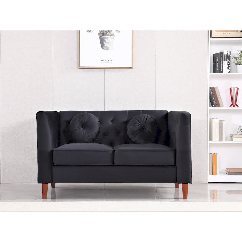 US PRIDE FURNITURE Canapé Chesterfield classique en velours avec pieds en bois