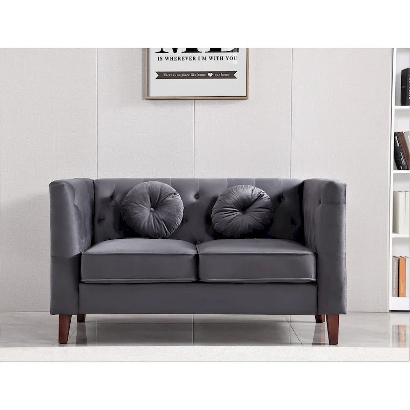 US PRIDE FURNITURE Canapé Chesterfield classique en velours avec pieds en bois