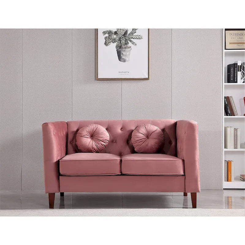US PRIDE FURNITURE Canapé Chesterfield classique en velours avec pieds en bois