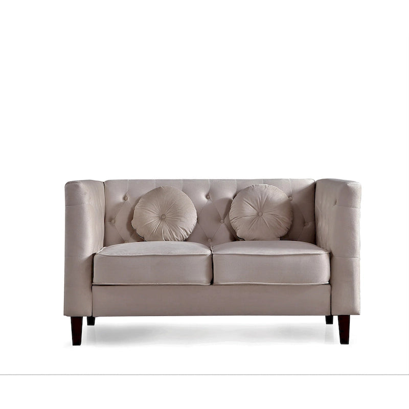 US PRIDE FURNITURE Canapé Chesterfield classique en velours avec pieds en bois