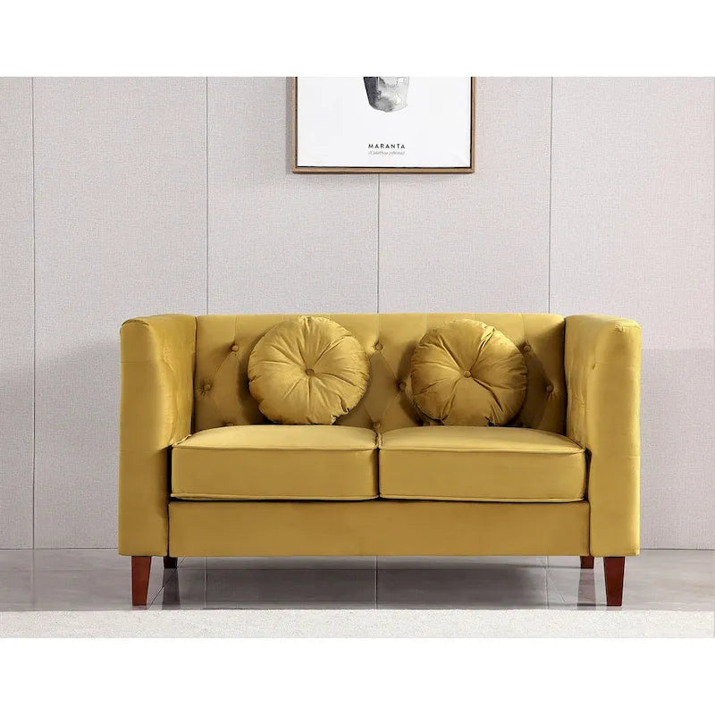 US PRIDE FURNITURE Canapé Chesterfield classique en velours avec pieds en bois
