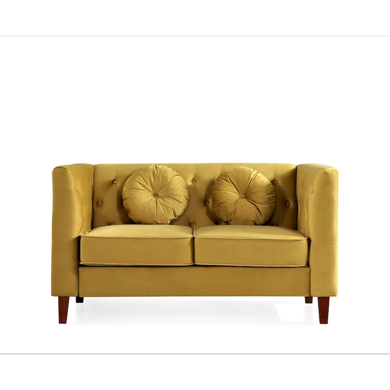 US PRIDE FURNITURE Canapé Chesterfield classique en velours avec pieds en bois