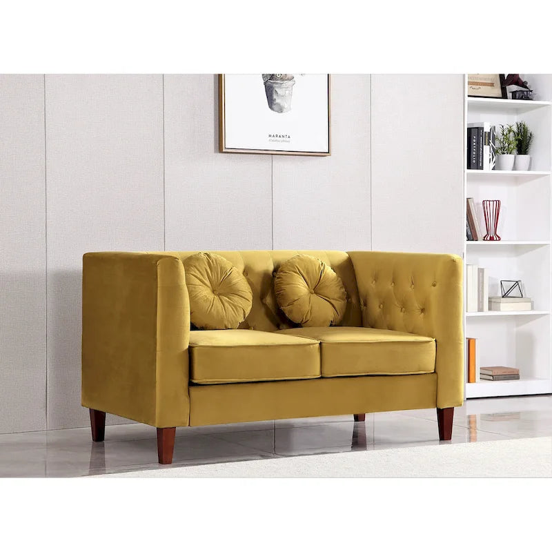 US PRIDE FURNITURE Canapé Chesterfield classique en velours avec pieds en bois