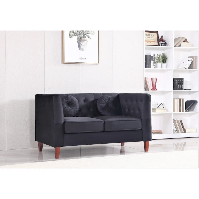 US PRIDE FURNITURE Canapé Chesterfield classique en velours avec pieds en bois