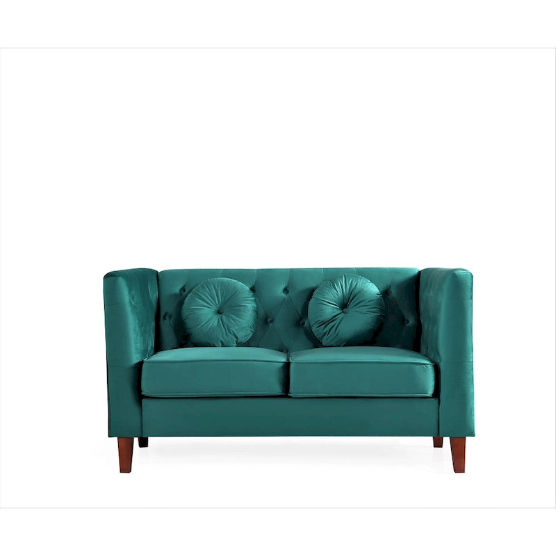 US PRIDE FURNITURE Canapé Chesterfield classique en velours avec pieds en bois