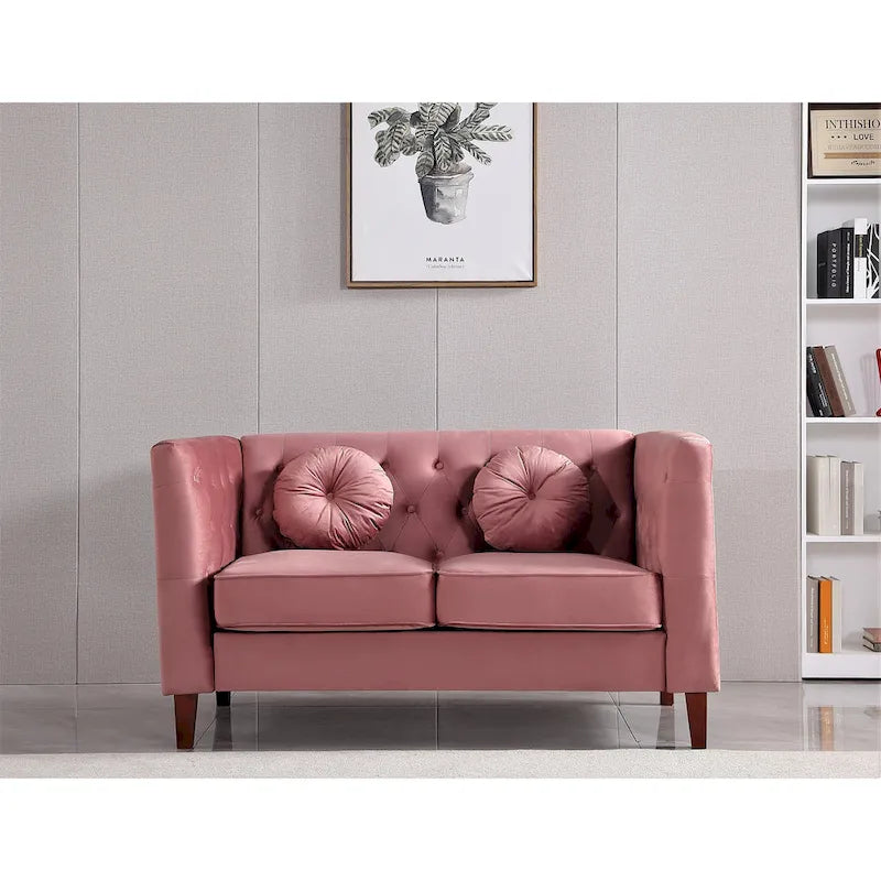 US PRIDE FURNITURE Canapé Chesterfield classique en velours avec pieds en bois