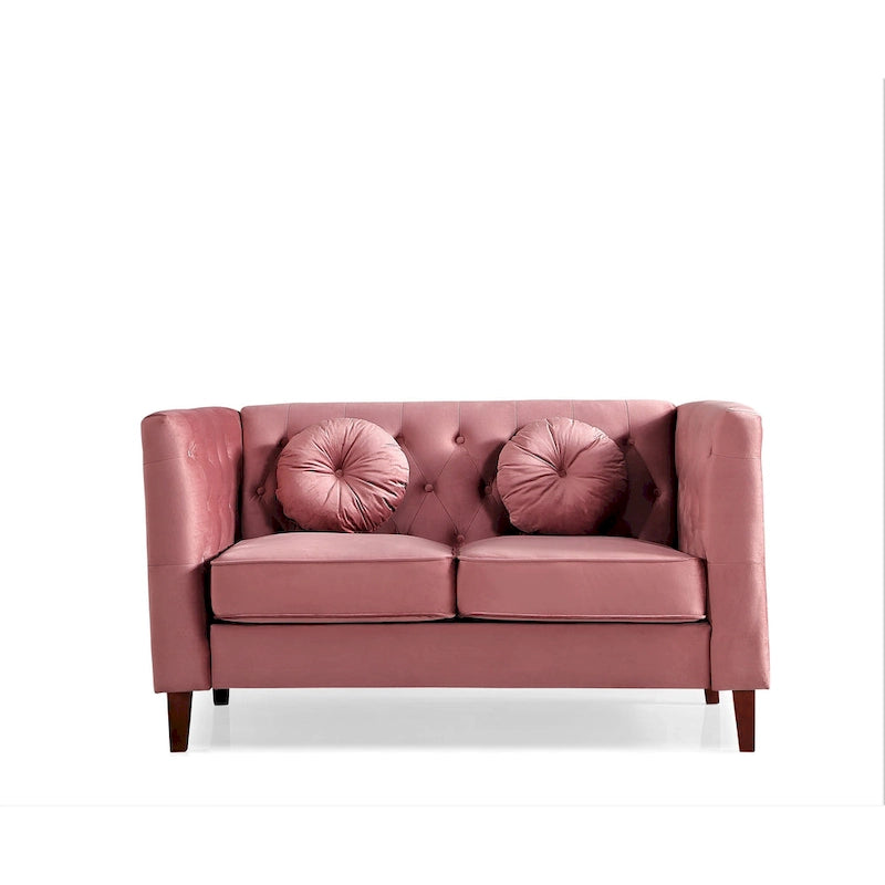 US PRIDE FURNITURE Canapé Chesterfield classique en velours avec pieds en bois