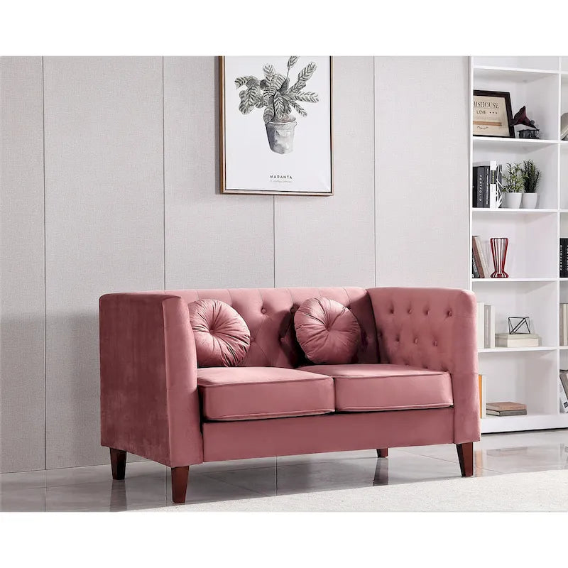 US PRIDE FURNITURE Canapé Chesterfield classique en velours avec pieds en bois