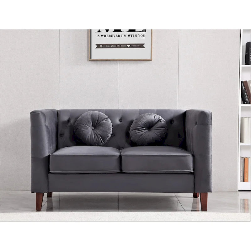 US PRIDE FURNITURE Canapé Chesterfield classique en velours avec pieds en bois