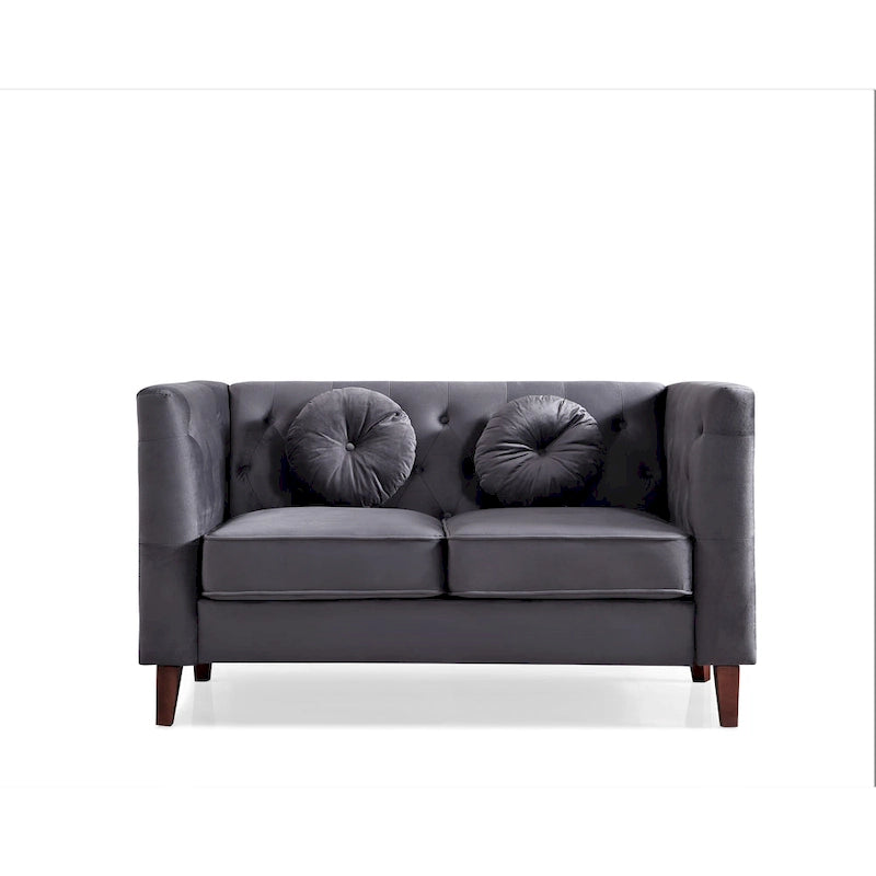 US PRIDE FURNITURE Canapé Chesterfield classique en velours avec pieds en bois