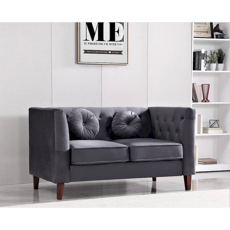 US PRIDE FURNITURE Canapé Chesterfield classique en velours avec pieds en bois