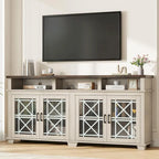 TV Stand for 80 inch, Mid Century Modern Entertainment Center with LED Lights and Storage - 65 inches