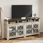 Meuble TV pour 80 pouces, Meuble de divertissement moderne du milieu du siècle avec lumières LED et rangement - 65 pouces