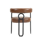 Lot de 2 chaises de salle à manger contemporaines en PU, chaise tonneau avec pieds en métal noir mat et coussin rond épaissi