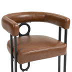 Lot de 2 chaises de salle à manger contemporaines en PU, chaise tonneau avec pieds en métal noir mat et coussin rond épaissi