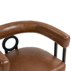 Lot de 2 chaises de salle à manger contemporaines en PU, chaise tonneau avec pieds en métal noir mat et coussin rond épaissi