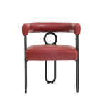 Lot de 2 chaises de salle à manger contemporaines en PU, chaise tonneau avec pieds en métal noir mat et coussin rond épaissi