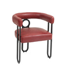 Lot de 2 chaises de salle à manger contemporaines en PU, chaise tonneau avec pieds en métal noir mat et coussin rond épaissi