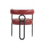 Lot de 2 chaises de salle à manger contemporaines en PU, chaise tonneau avec pieds en métal noir mat et coussin rond épaissi