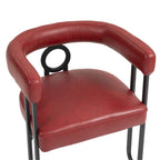 Lot de 2 chaises de salle à manger contemporaines en PU, chaise tonneau avec pieds en métal noir mat et coussin rond épaissi