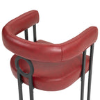 Lot de 2 chaises de salle à manger contemporaines en PU, chaise tonneau avec pieds en métal noir mat et coussin rond épaissi