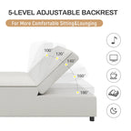 Canapé convertible 3 places 4-en-1 en lin 72,5" avec dossier réglable sur 5 niveaux et poche de rangement