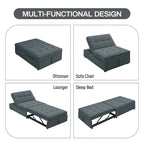 Canapé convertible 3 places 4-en-1 en lin 72,5" avec dossier réglable sur 5 niveaux et poche de rangement