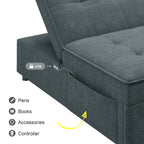 Canapé convertible 3 places 4-en-1 en lin 72,5" avec dossier réglable sur 5 niveaux et poche de rangement