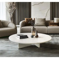Table Basse Ronde en Marbre Blanc/Beige/Bleu, 1 Plateau, 89,9 cm