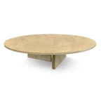 Table Basse Ronde en Marbre Blanc/Beige/Bleu, 1 Plateau, 89,9 cm