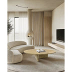 Table Basse Ronde en Marbre Blanc/Beige/Bleu, 1 Plateau, 89,9 cm