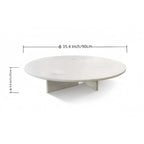 Table Basse Ronde en Marbre Blanc/Beige/Bleu, 1 Plateau, 89,9 cm